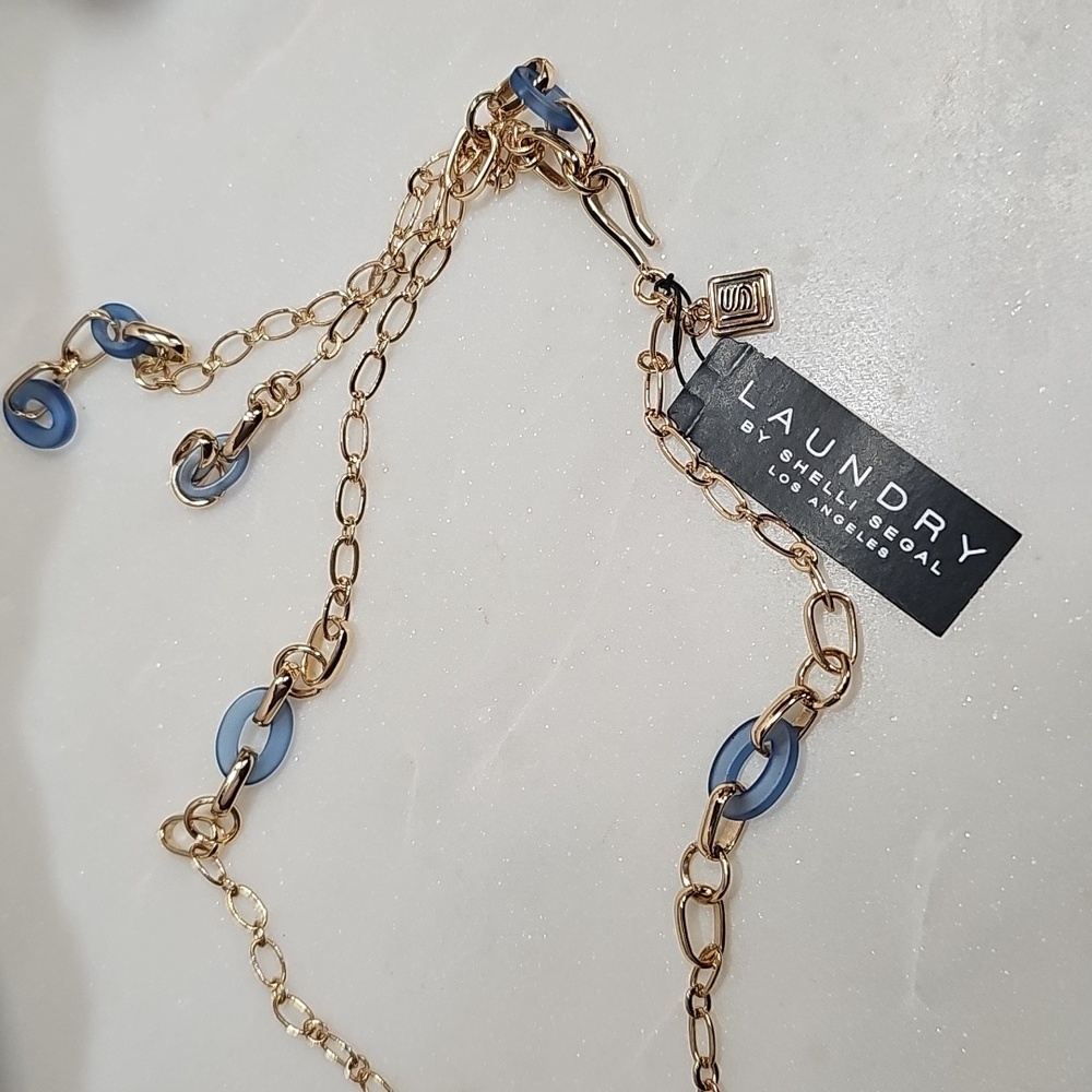 Laundry By Shelli Segal Goldtone Necklace with Blue Accents 30"+5" Ext